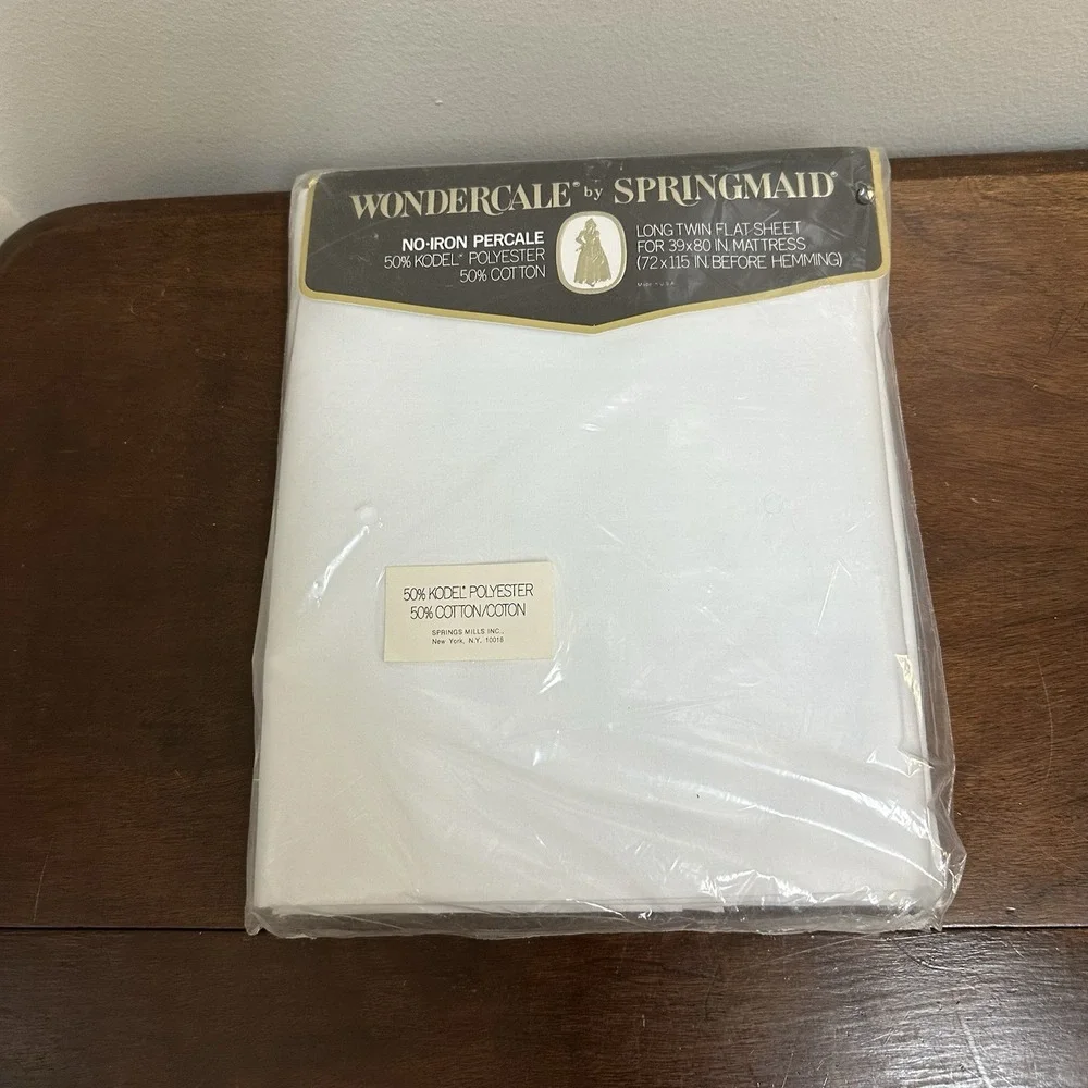 Vintage Springmaid No Iron Percale Long Twin Flat Sheet Made in USA NOS NEW